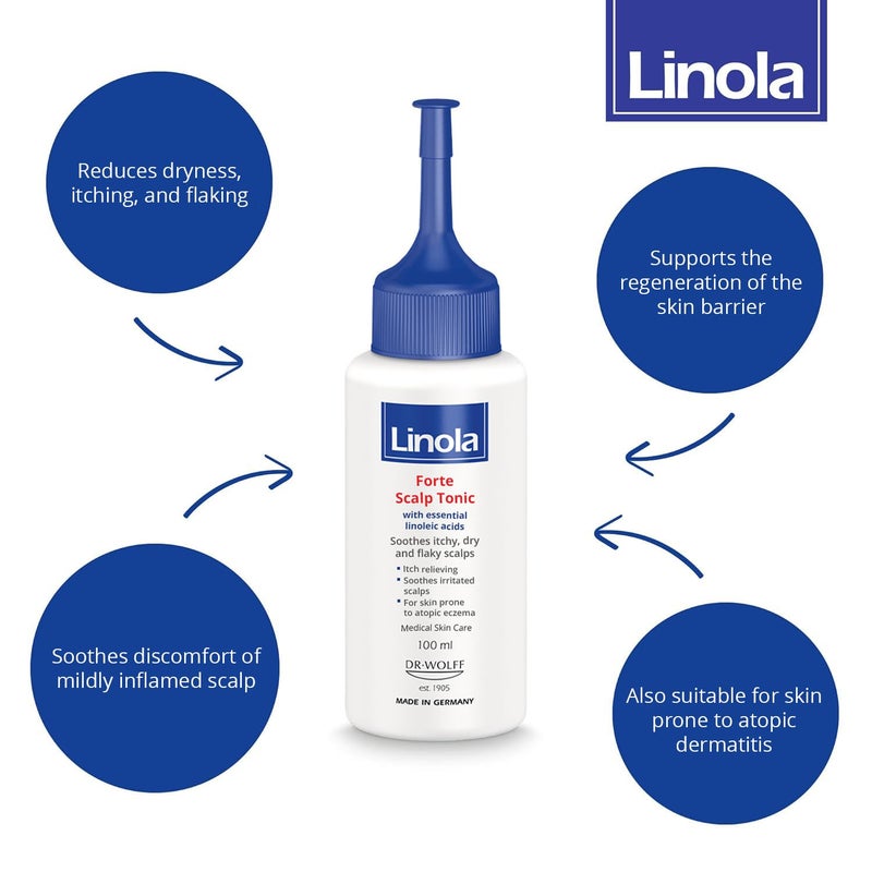 Linola Forte Scalp Tonic - Scalp Care for Itchy, Dry & Flaky Scalps - Soothes Mild Inflammation - with Essential Linoleic Acids - for Skin Prone to Atopic Eczema - Made in Germany - 100 ml (3.4 Fl Oz) - Image 3